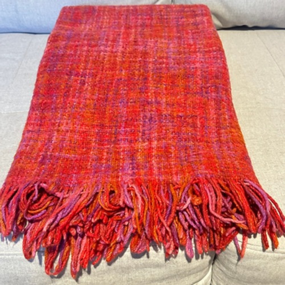 Pier 1 Imports Chenille Fringe Trim Throw 74x54 Blanket‎